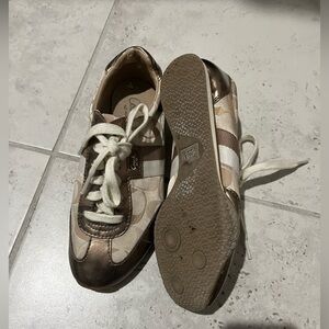 Coach Metallic and Beige Patterned Sneakers